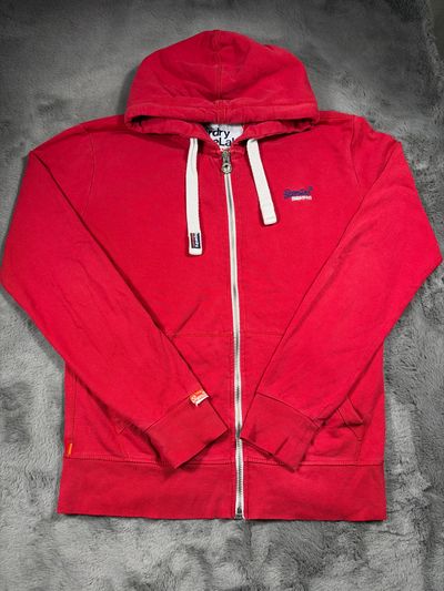 Superdry Orange Label Red Zip-Up Hoodie tg S
