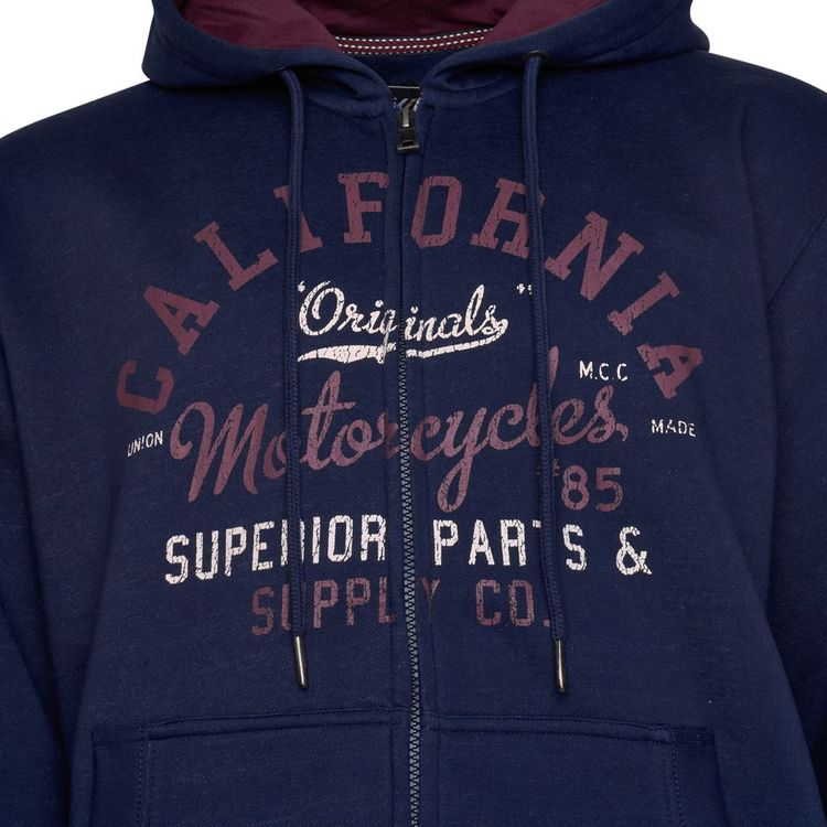 Kam Plus Size California Zip Thru Hoody For Men in 3 Colours, 2XL-8XL image 3