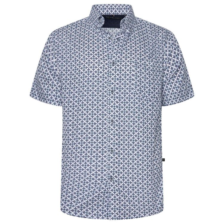 KAM Short Sleeve Geo Print Shirt For Men in Blue, 2XL-8XL