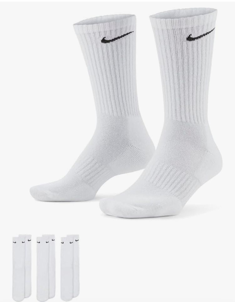 Nike White Crew Socks Uk8-11