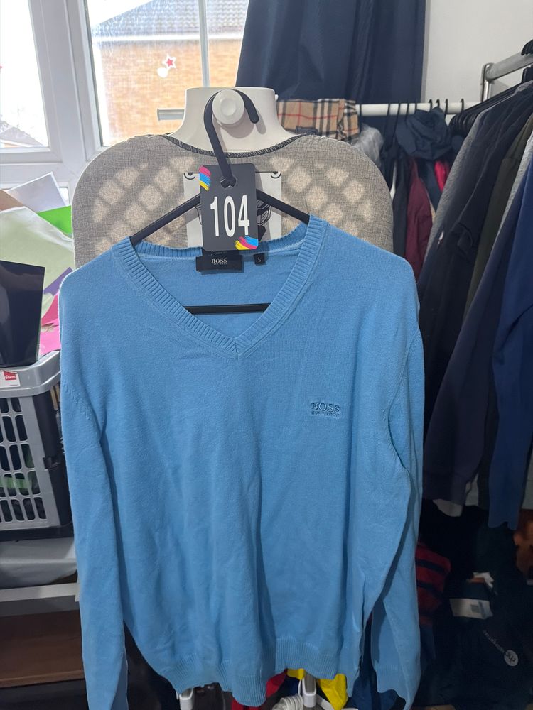 104 - Boss Blue V-Neck Sweater