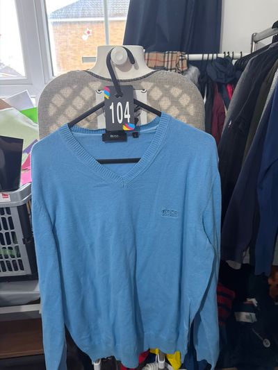104 - Boss Blue V-Neck Sweater