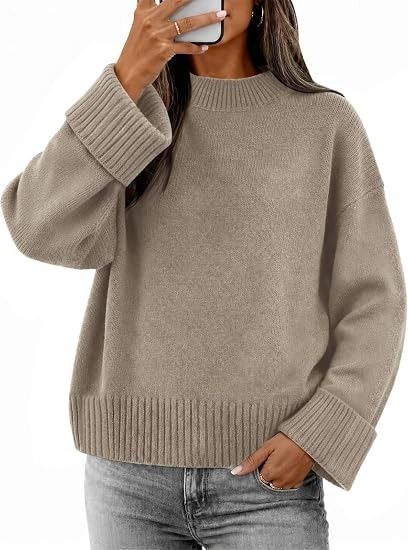 Beige Oversized Knit Sweater image 1