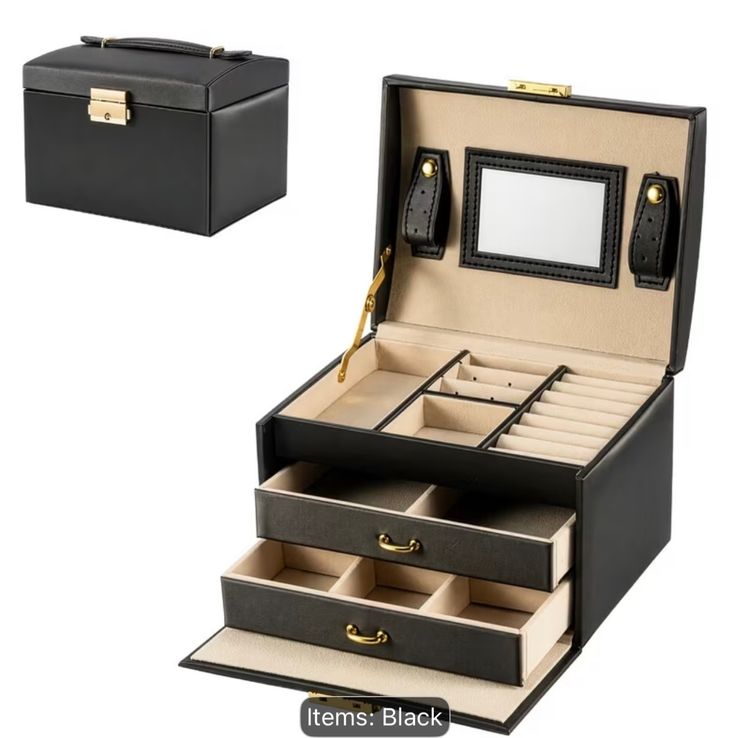 3 Tiers Jewelry Organizer Pu Leather Storage Case