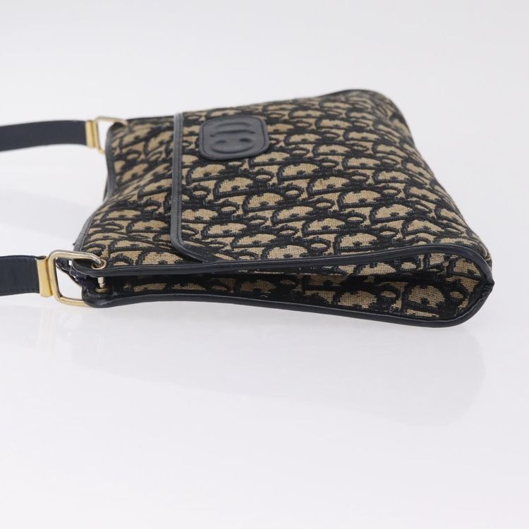 Christian Dior Trotter Canvas Shoulder Bag Navy Gold Auth 210768 - Jerrillo image 7