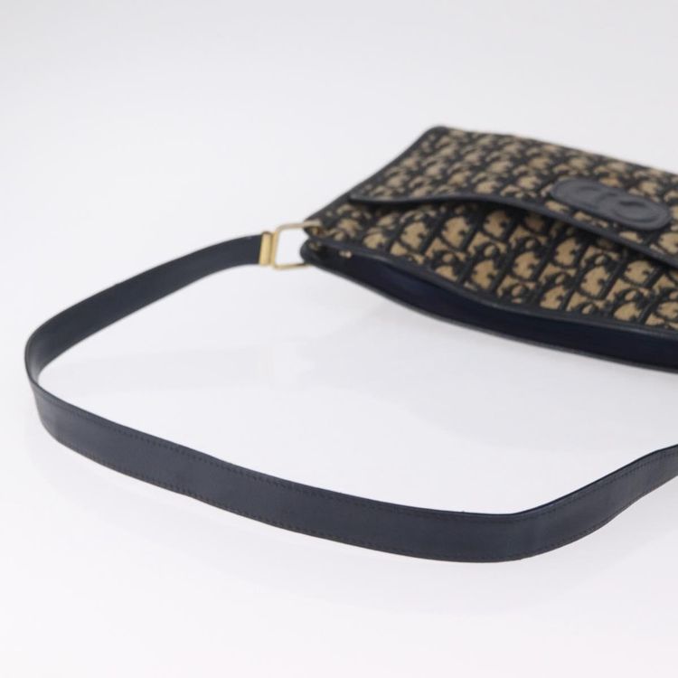 Christian Dior Trotter Canvas Shoulder Bag Navy Gold Auth 210768 - Jerrillo image 9