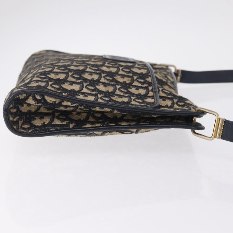 Christian Dior Trotter Canvas Shoulder Bag Navy Gold Auth 210768 - Jerrillo image 6