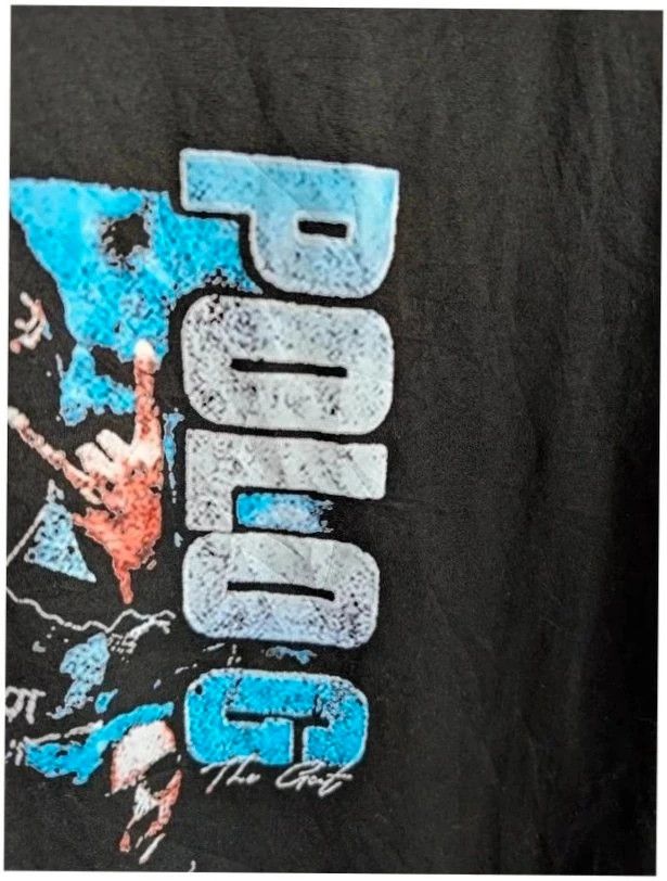 Polo G Blue Photo Portrait Graphic Black T Shirt Medium Hip Hop Rap image 4