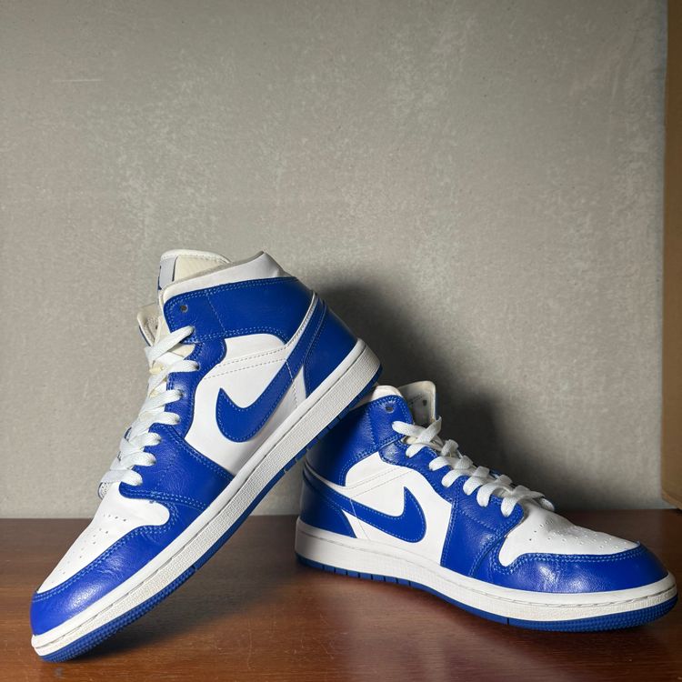 Air Jordan 1 Mid WMNS| White / Royal | 2021 | BQ6472-104  | UK 7 image 4