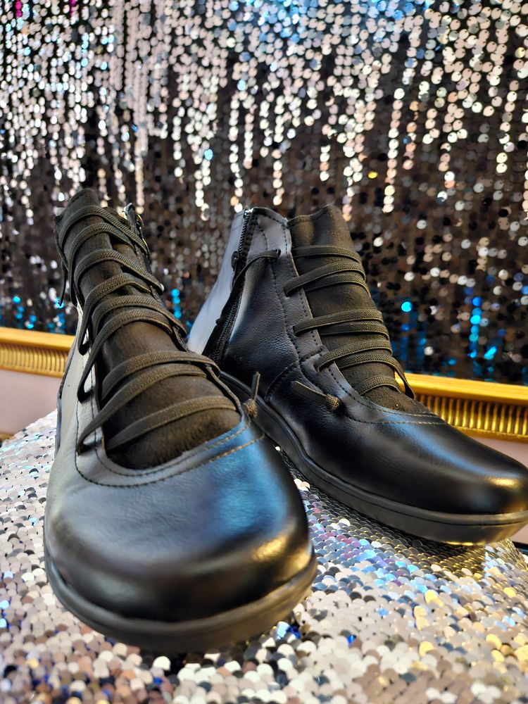 Black Leather Ankle Boots image 1
