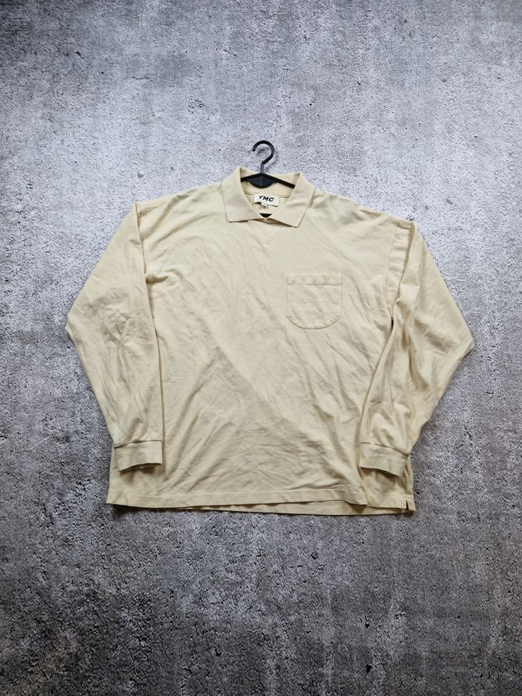 Beige Long Sleeve Polo Shirt