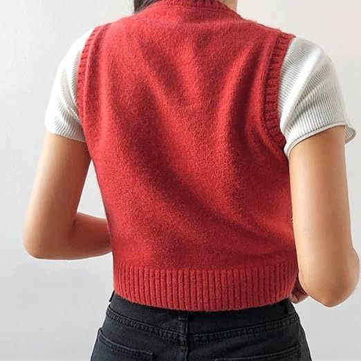 Red Argyle Knit Vest image 4