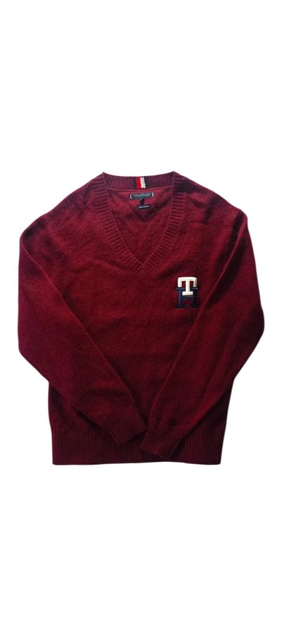 Tommy Hilfiger Red V-Neck Sweater