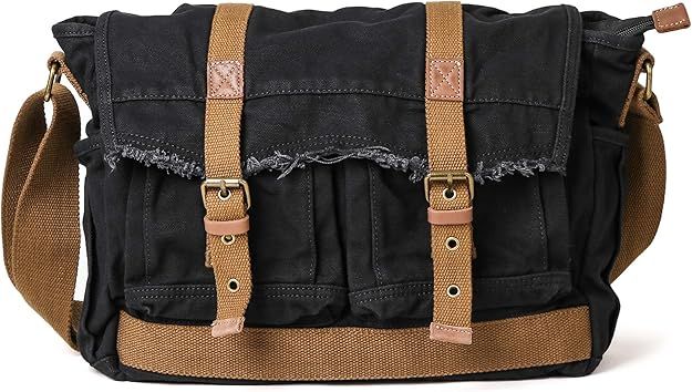 Other Black Canvas Messenger Bag With Brown Straps product image