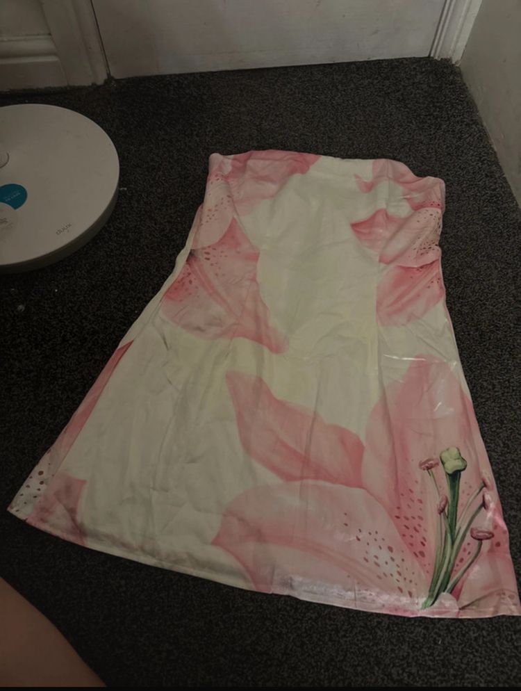 Oh Polly Floral Pink And White Dress product image