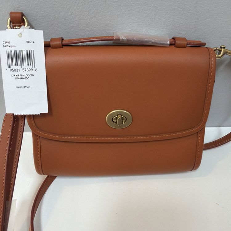 Coach Kip Turnlock Crossbody Bag C3486 Canyon Orange Leather Top Handle BNWT image 1