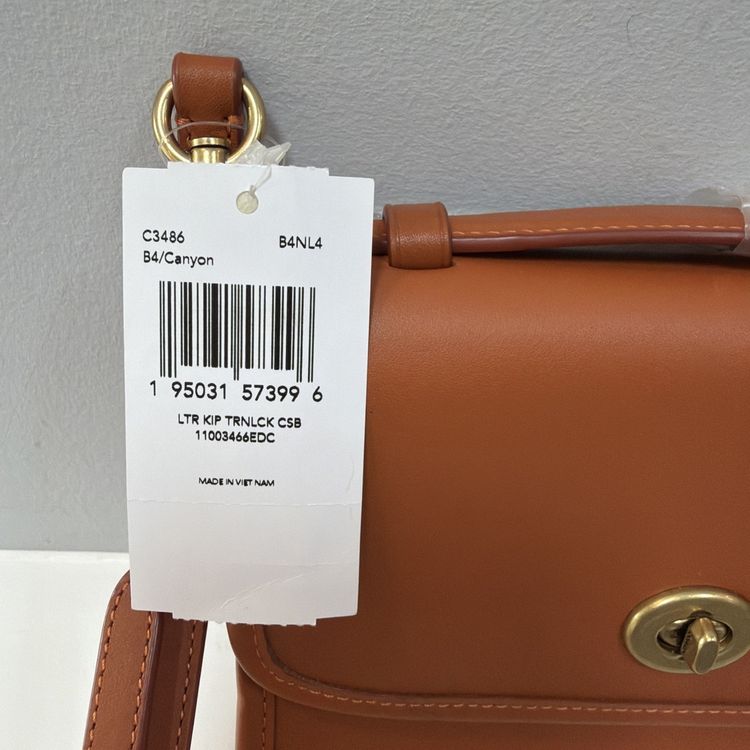 Coach Kip Turnlock Crossbody Bag C3486 Canyon Orange Leather Top Handle BNWT image 2