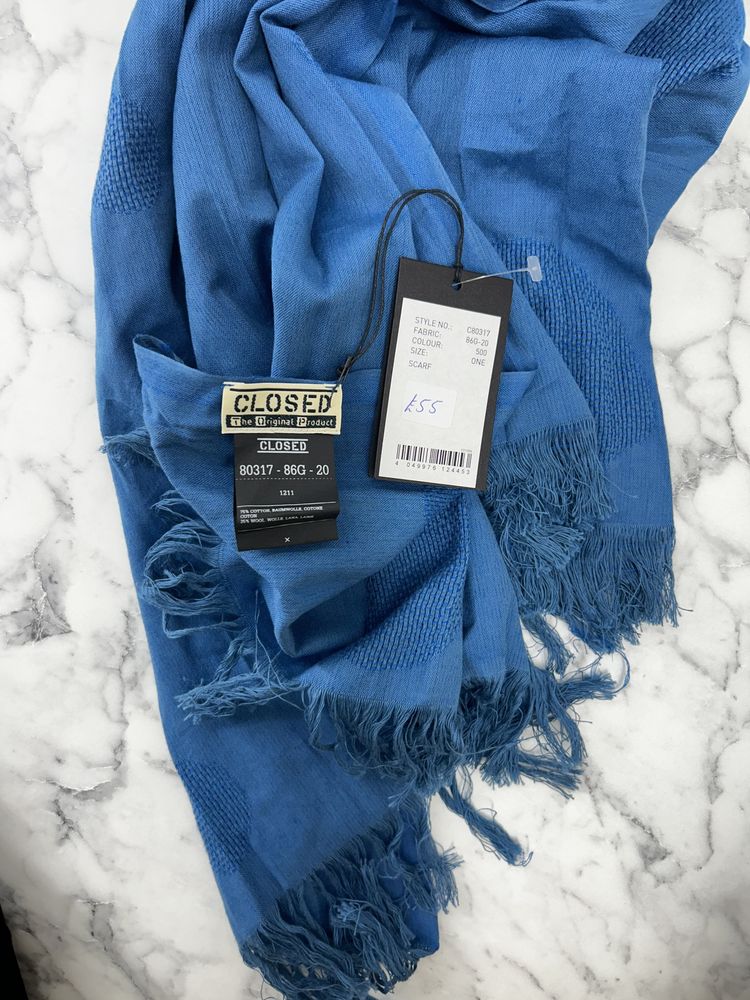 Closed Blue Overdye Scarf 2