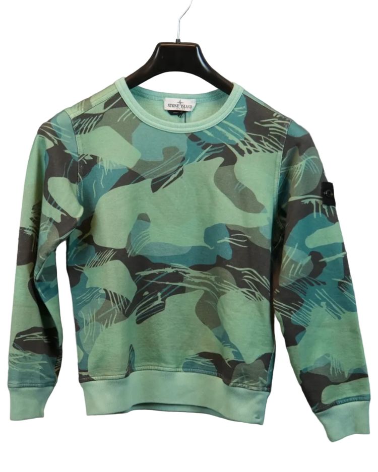 Stone Island Kids Crewneck Sweatshirt Green Camo image 1