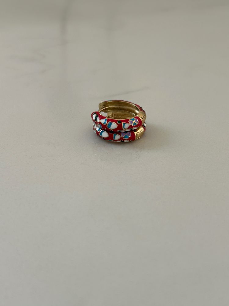 Other Gold-Tone Hoop Earrings With Red, White, And Blue Floral Enamel product image