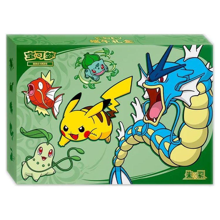 Green Box With Cartoon Characters And Collectible Cards