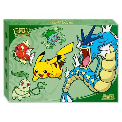 Green Box With Cartoon Characters And Collectible Cards