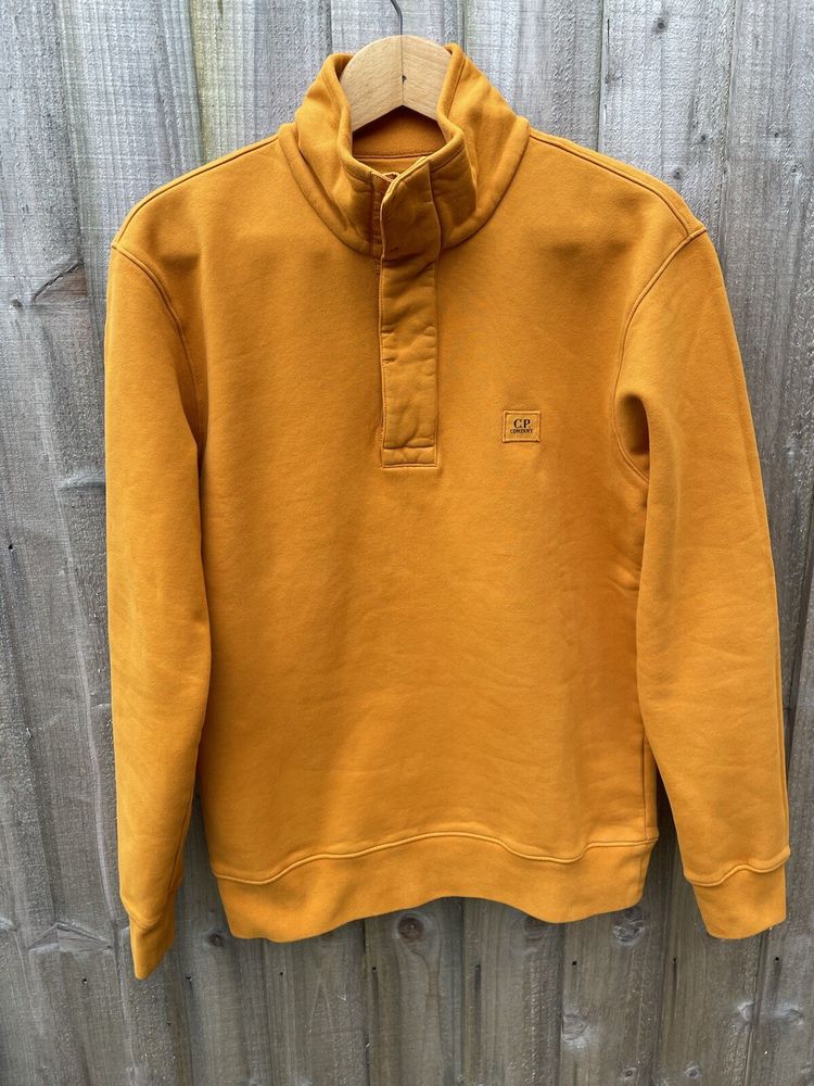 C.P. Company Button Neck Logo Sweatshirt Jumper Orange Small Brand New With Tags