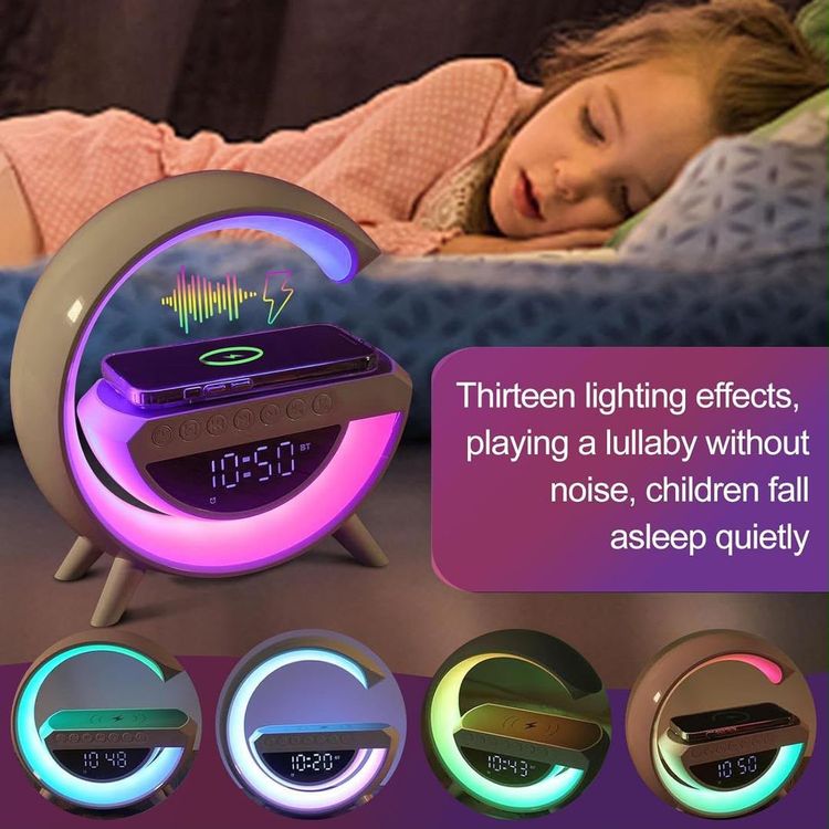 Multifunctional Wireless Audio Clock With Led Mirror Display obraz 3
