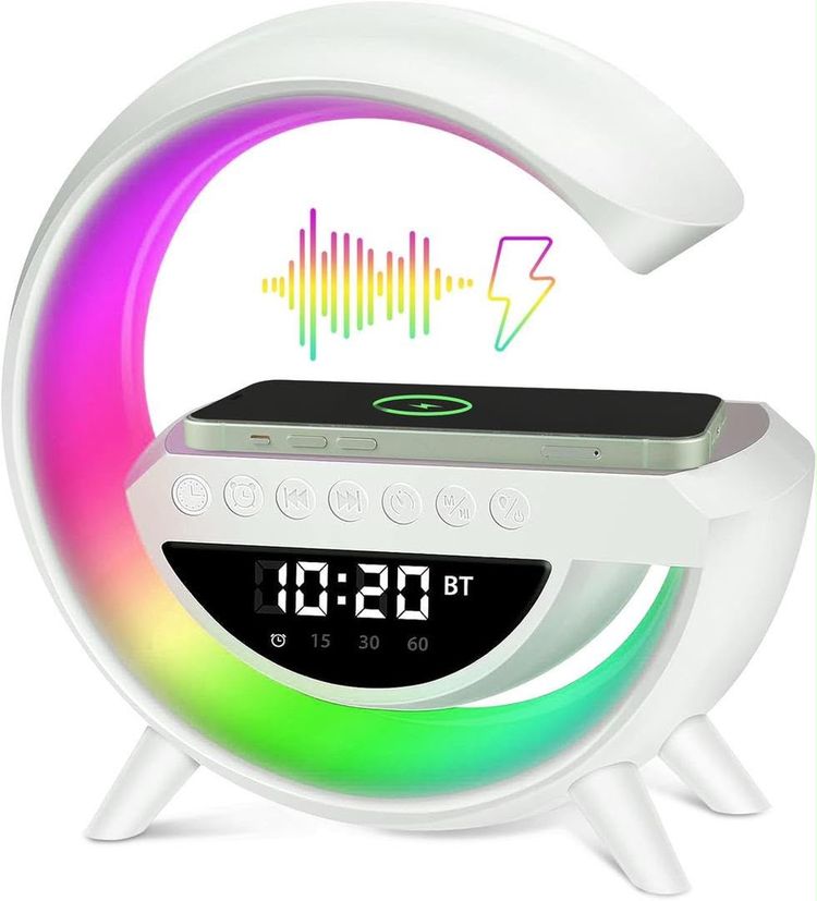 Multifunctional Wireless Audio Clock With Led Mirror Display obraz 5