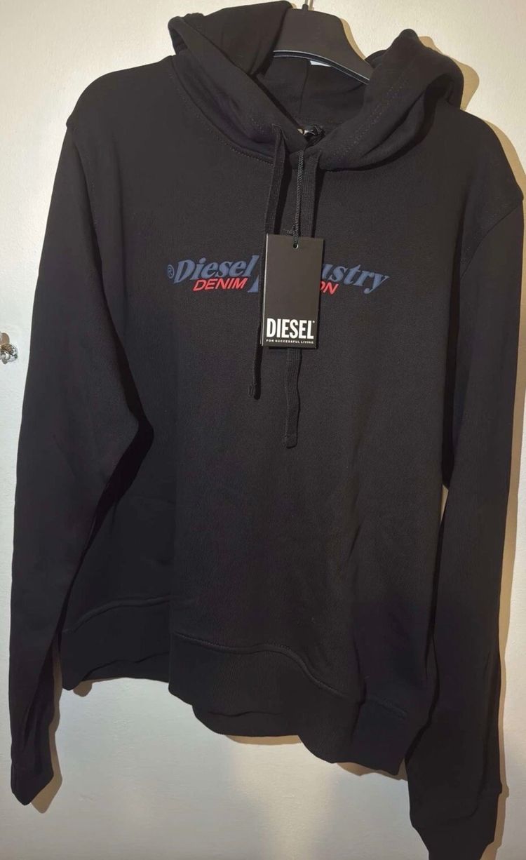 Diesel Diesel Industry Denim Devision Women’s  Hoodie Size Large Black New with Tags product image