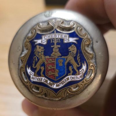 Metal Container With Chester Crest Emblem
