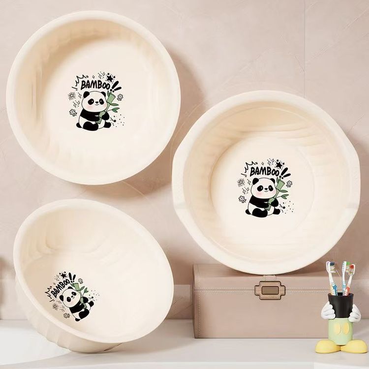 Cream Plastic Basin With Panda Design imagen 3