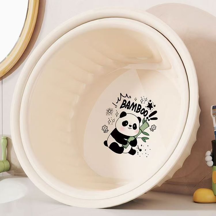 Cream Plastic Basin With Panda Design imagen 5