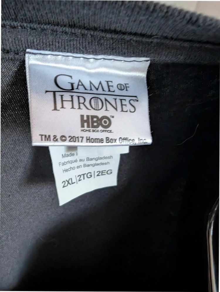Game Of Thrones Stark Wolf T-Shirt Black XXL 2XL Graphic HBO Cotton Top image 5