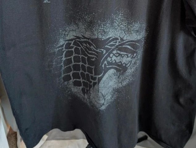 Game Of Thrones Stark Wolf T-Shirt Black XXL 2XL Graphic HBO Cotton Top image 9