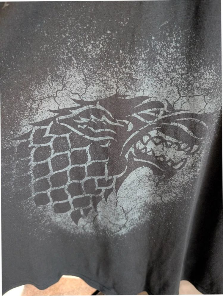 Game Of Thrones Stark Wolf T-Shirt Black XXL 2XL Graphic HBO Cotton Top image 6