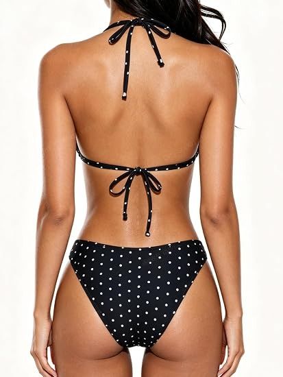 Black Polka Dot Bikini Set obraz 2