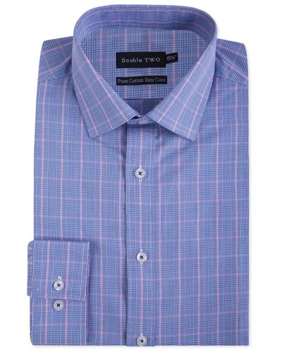 Double Two Mens Pure Cotton Patterned LS Shirts in Collar 15 to 23 Inches, Multiple Options 23