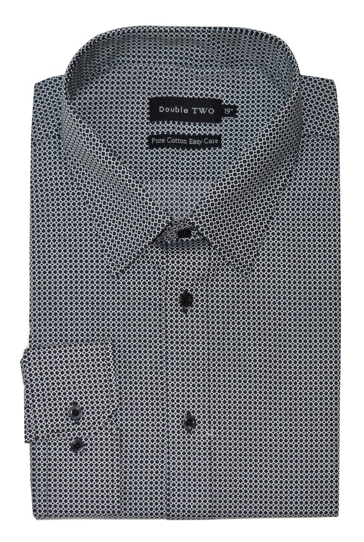 Double Two Mens Pure Cotton Patterned LS Shirts in Collar 15 to 23 Inches, Multiple Options 15
