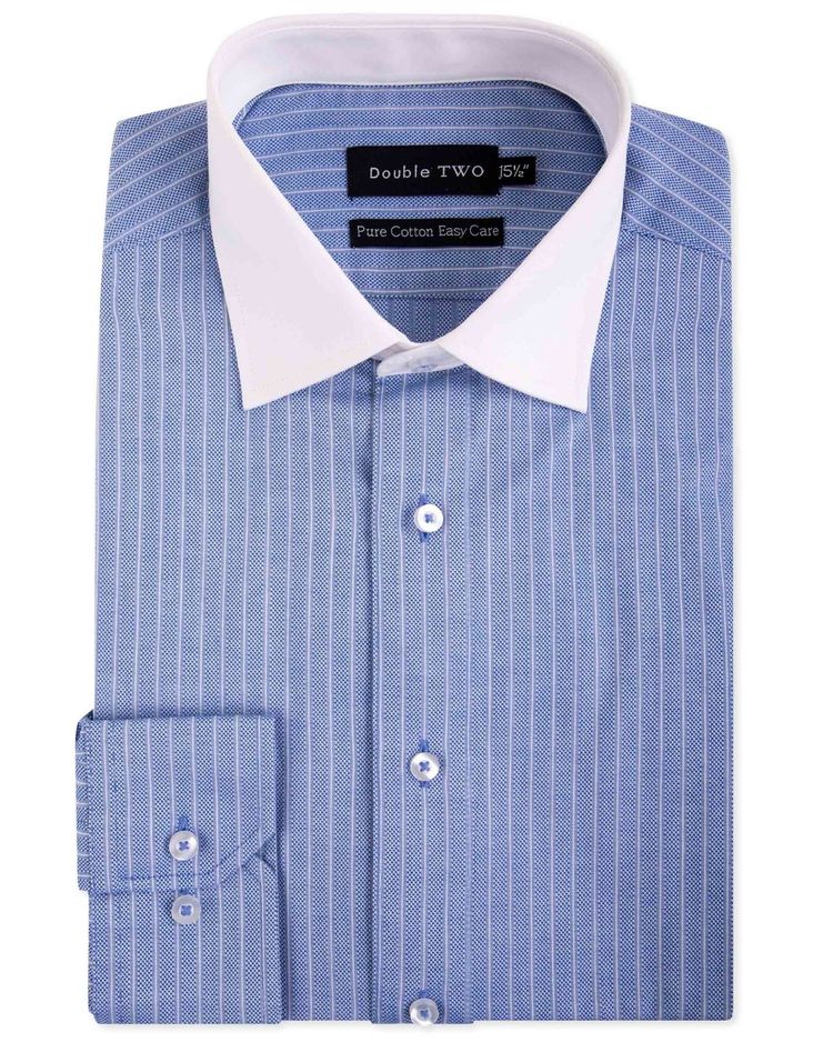 Double Two Mens Pure Cotton Patterned LS Shirts in Collar 15 to 23 Inches, Multiple Options 25