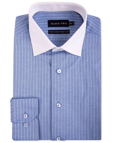 Double Two Mens Pure Cotton Patterned LS Shirts in Collar 15 to 23 Inches, Multiple Options 25