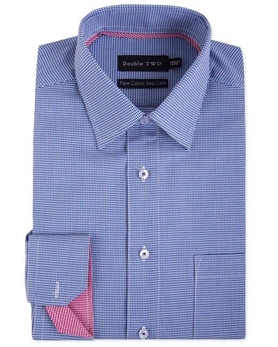 Double Two Mens Pure Cotton Patterned LS Shirts in Collar 15 to 23 Inches, Multiple Options 3