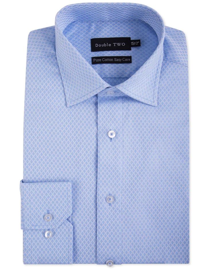 Double Two Mens Pure Cotton Patterned LS Shirts in Collar 15 to 23 Inches, Multiple Options 18