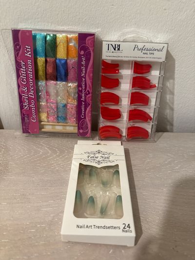 Shell & Glitter Combo Decoration Kit, Tnbl Professional Nail Tips, False Nail Nail Art Trendsetters