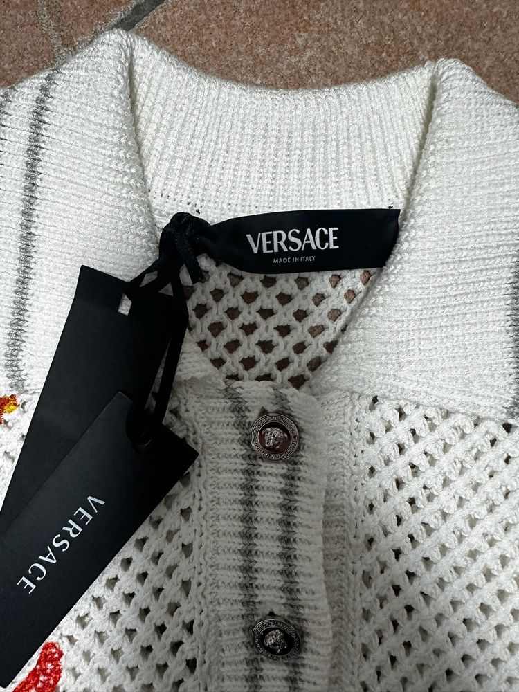 Versace Knit Polo With Corals Embroidery image 6