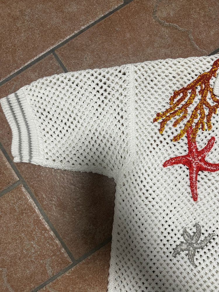 Versace Knit Polo With Corals Embroidery image 4