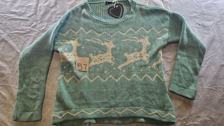 Club L Green Knit Sweater With Reindeer Pattern