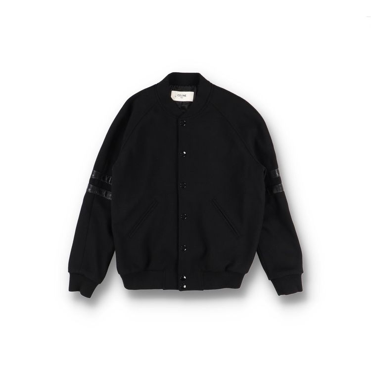 Celine 1 of 1 Black Leather Applique Wool Varsity Jacket