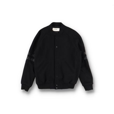 Celine 1 of 1 Black Leather Applique Wool Varsity Jacket
