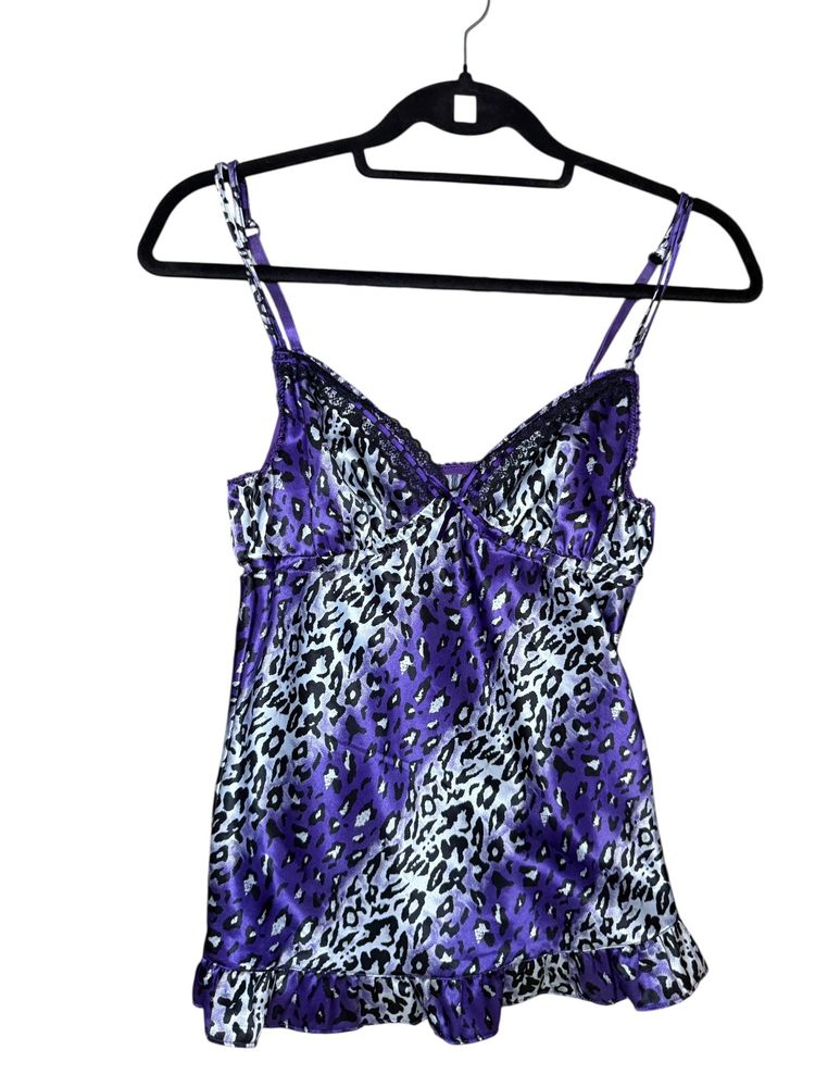 purple and black leopard print camisole top